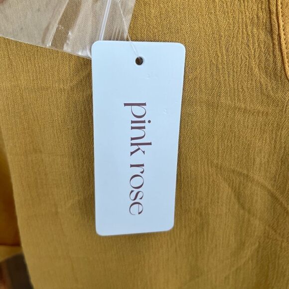 New with tags Pink Rose gold rayon knot front top with cap sleeve, size S - Picture 6 of 7